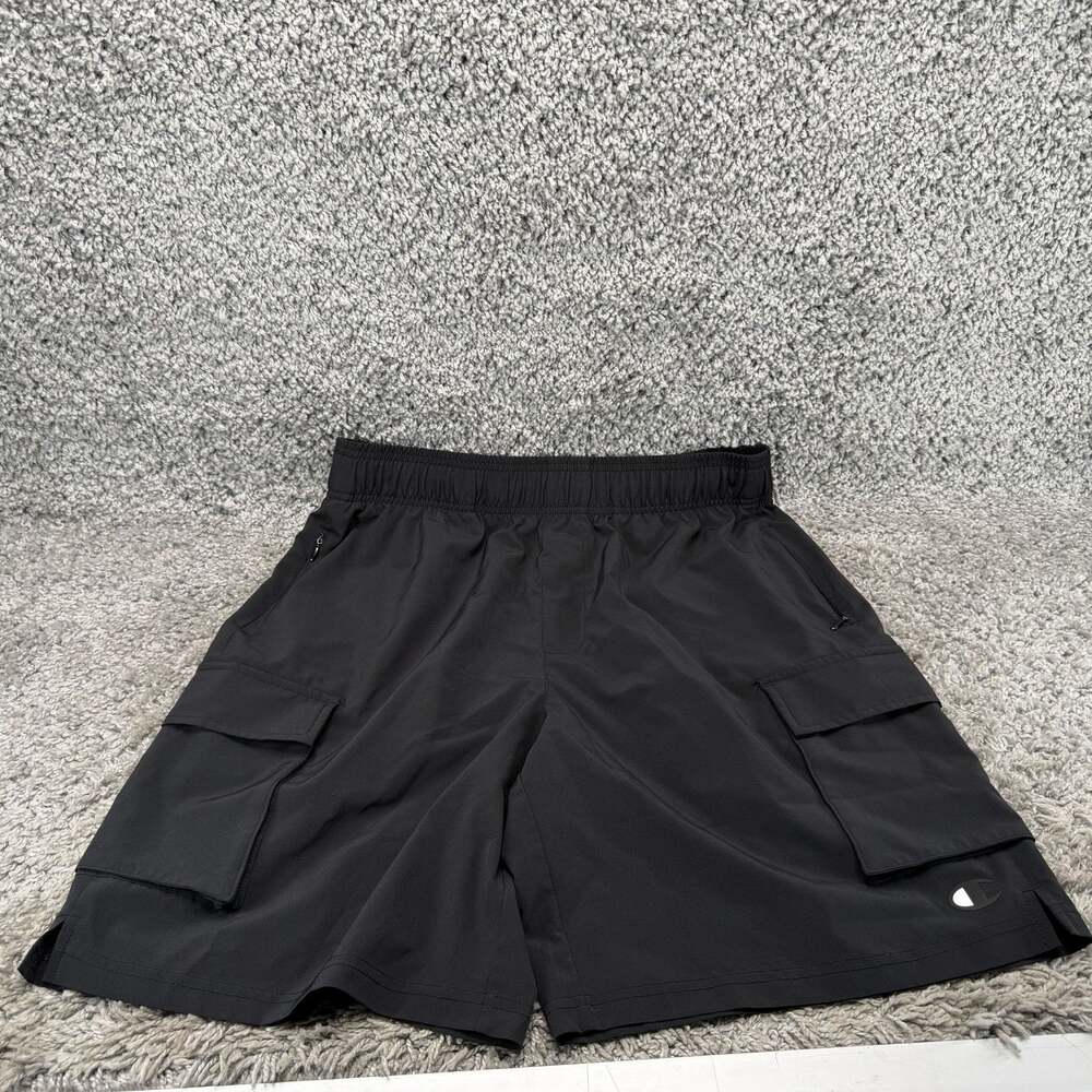Champion Mens Cargo Shorts Size M Black Athletic Utility Pockets Hiking Casual